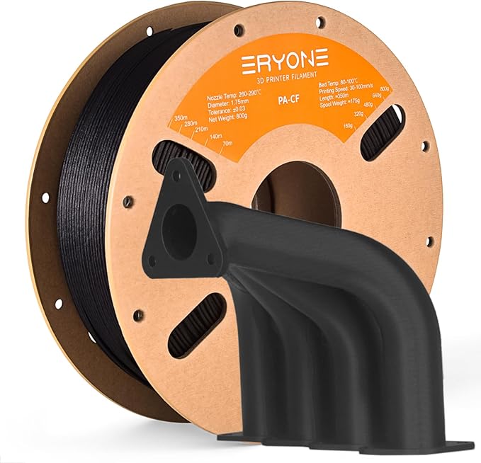 ERYONE Nylon 3D Printer Filament, Polyamide PA12 Carbon Fiber Filament 1.75mm +/- 0.03mm, Stiff & Strong & Heat Resistant, 800g/Spool, PA12 CF Black