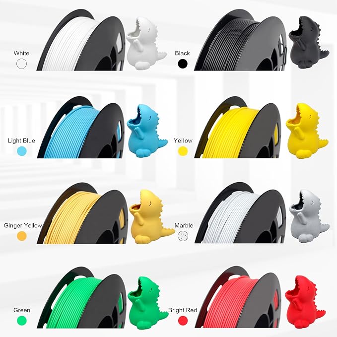 1.75mm Matte PLA Filament 8 Colors 250g 8 Pack, Low Warping Smooth Print 3D Printer Filament for Most FDM Printers