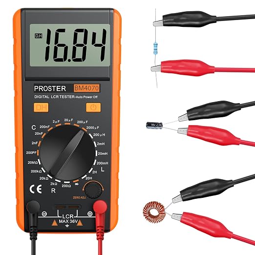 Proster LCR Meter - Capacitance Resistance Inductance Digital LCR Multimeter with LCD Over-Range Display