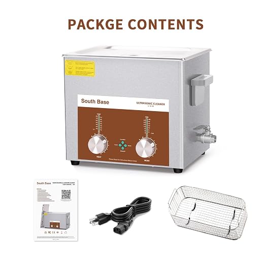 SOUTH BASE Ultrasonic Cleaner,10L 240W Stainless Steel Sonic Cleaner with Cleaning Basket,Timer&Heater,Encoded Ultrasonic Cleaning Machine for Cleaning Parts,Jewelry,Eyeglasses,Chain