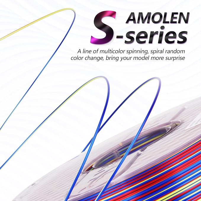 AMOLEN Silk PLA 3D Printer Filament, Shiny Multicolor Rainbow PLA Filament 1.75mm, Fast Color Change PLA 3D Printing Filament for Most FDM 3D Printer, Blue Red YellowGreen