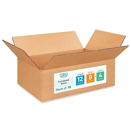 Medium Moving & Shipping Boxes 12x8x4 inches (10-Pack) - Extra Strength 200 lb vs Regular - USA-Made Corrugated Strong Packing Boxes - Packing Box for Moving Medium - Box for Shipping by IDL Packaging