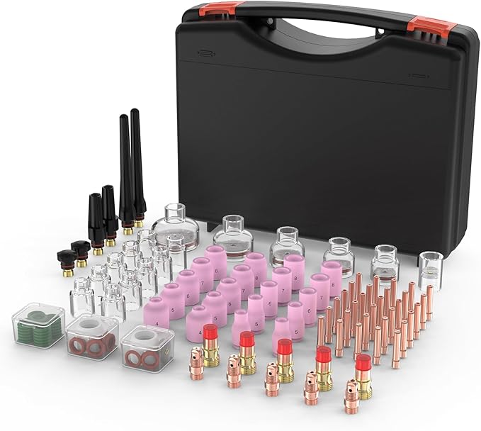 YESWELDER 123 Pcs TIG Welding Torch Stubby Gas Lens Glass Cup Kit For WP-17/18/26