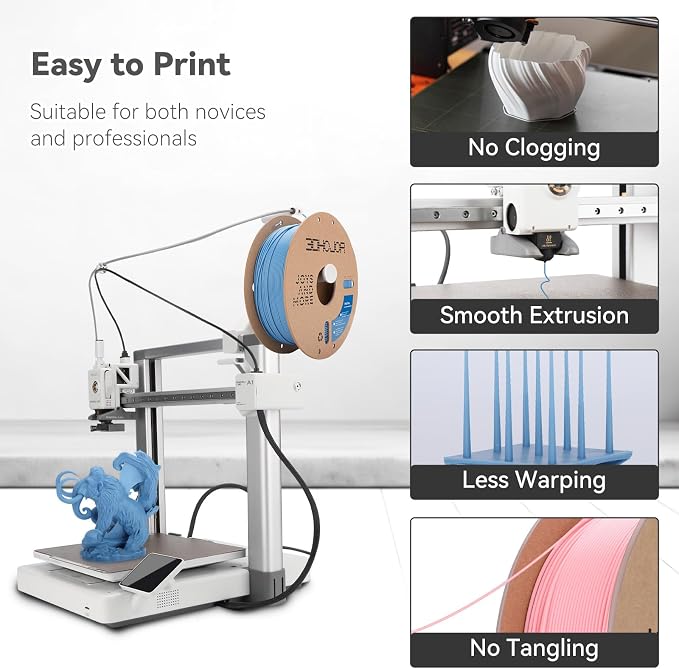 3DHoJor PLA Pro (Plus) Filament 1.75mm, 3D Printer Filament, Cardboard Spool 3D Printing Filament, Dimensional Accuracy +/- 0.03 mm, Haze Blue, 1kg