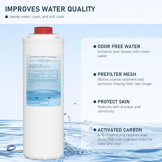 51300C Water Replacement Filter (No Chip) Compatible with Elkay 51300C EWF3000, and Ezh20 Bottle Filling Station, 3000 Gallon Water Filter Replacement for ERF750, 51299C, 55898C, 3 Pack