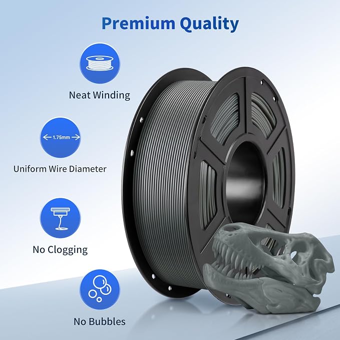 ANYCUBIC PLA Filament 1.75mm Bundle, 3D Printing PLA Filament 1.75mm Dimensional Accuracy +/- 0.02mm, 1KG Reusable Spool (2.2 lbs), 4KG Texture Grey