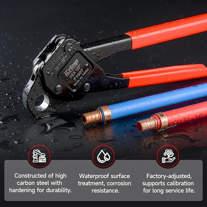 iCrimp Angle Head F1807 PEX Pipe Crimping Tool for Copper Rings - 1/2-inch Angle Single Crimper, Suitable for Tight Spaces