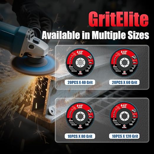 60 Pack Flap Discs 4 1/2 for Angle Grinder, 40/60/80/120 Grit Type 29 Zirconia Abrasive Grinding Wheel, 7/8" Flap Sanding Disc for Metal, Wood, Stainless Steel Finishing