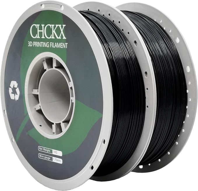 PETG 3D Printer Filament Bundle, 2Rolls,Dimensional Accuracy +/- 0.03 mm, 1kg Spool(2.2lbs), 1.75 mm Fit for Most 3D Printers,Black+ Black