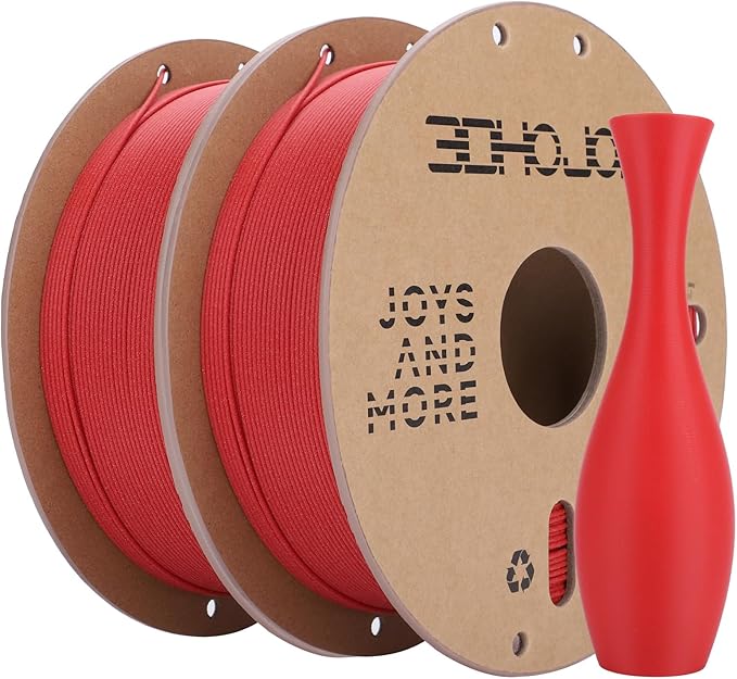 3DHoJor Matte PLA Filament 1.75mm, Upgrade 1kg*2 Bundle Cardboard Spool PLA Filament 1.75 PLA 3D Printing Filament, Print with Most 3D Printers Using 3D Filament-1kg*2 Fire Engine red