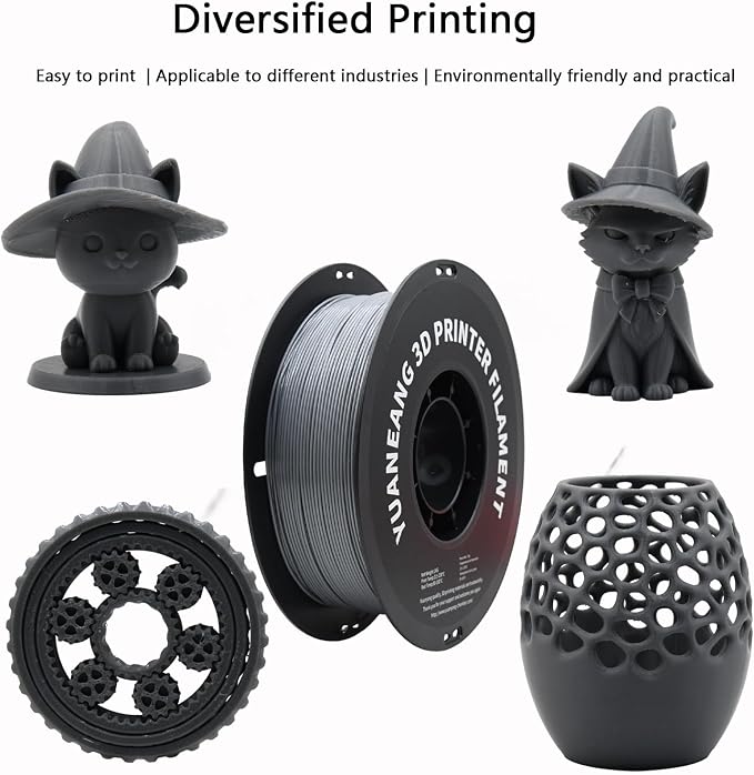 PETG 3D Printer Filament 1.75mm Gray, 1kg Spool, Strong & Durable PETG Material, Heat-Resistant, Low Warping, ±0.03mm Precision, Ideal for Functional Parts