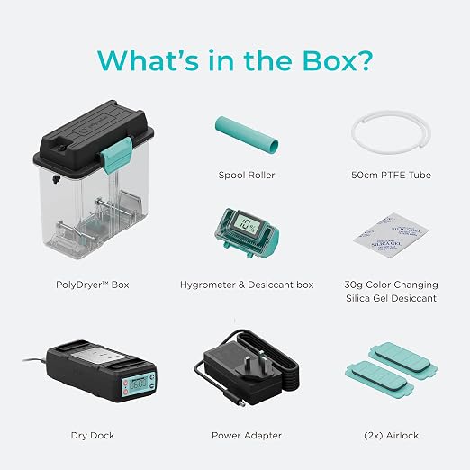 Polymaker 3D Printing Filament Dryer and Storage Box - PolyDryer and PolyDryer Box for Filament Drying and Sealing with Heat Control, Compatible with PA Nylon, PLA, PVB, PETG, ABS, TPU 1.75mm 2.85mm