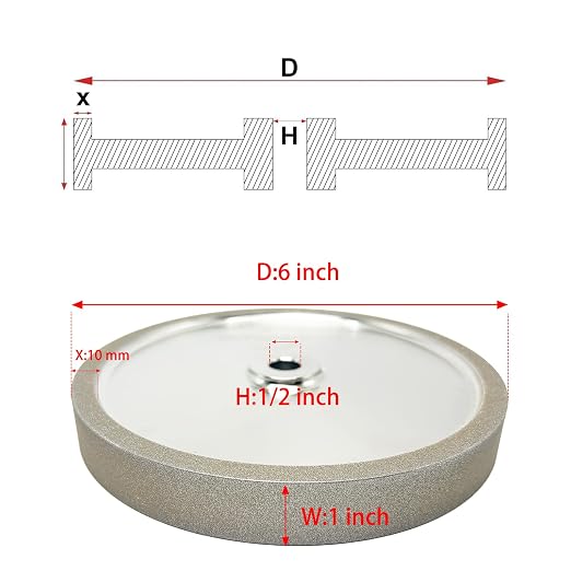 6" CBN Grinding Wheel 600 Grit for Bench Grinder, 1/2" Arbor, 1" Wide, Sharpening Wheel for HSS Tools, Lathe Chisels and Woodturning Tools