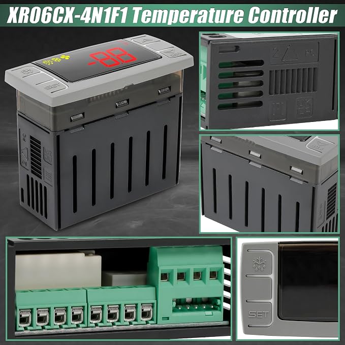 Replacement for Dixell XR06CX-4N1F1 Temperature Controllers, Ideal for 120V 50-60hz Commercial Refrigerators/Freezer, Digital Thermostat with Sensor Probe & Mounting Hardware-3 Pack