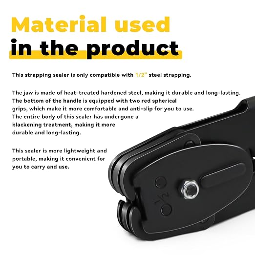 Strapping Sealer/Crimper for 1/2" Steel Strapping Band Manual Banding Tool with 13" Extended Handle