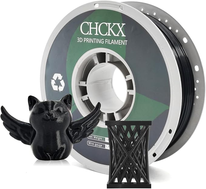 PETG 3D Printer Filament, Dimensional Accuracy +/- 0.03 mm, 1kg Spool(2.2lbs), 1.75 mm Fit for Most 3D Printers, Black