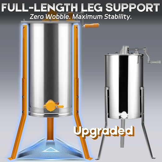 6 Frames Manual Honey Extractor, Basic Stainless Steel Drum Spinner with Clear Lid, Fits 2 Deep and 4 Medium Frames for Beginner Beekeeping Honey Harvest