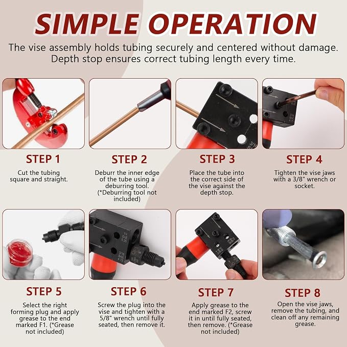 3/16 & 1/4 Brake Line Flaring Tool Kit, Copper Tube Single Double Tube Shaping Tool for Auto Repair, Tubing Flaring Tool, Universal Brake Line Tool for Confined Spaces