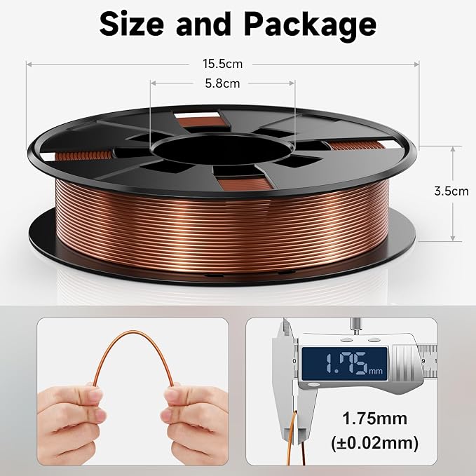ENTINA 4 Colors Silk Shiny 3D Printer Filament Bundle, PLA Filament 1.75 mm for 3D Printers, Dimensional Accuracy +/- 0.02 mm, 200g x 4 Spools Set