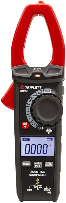 Triplett CM650 True RMS 6000 Count 600A AC/DC Clamp Meter with Inrush
