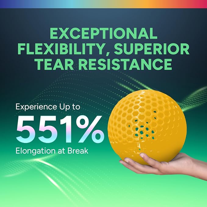 OVERTURE TPU 95A Flexible 3D Printer Filament 1.75mm | High Elasticity & Durability Filament,1kg Spool(2.2lbs),Fit Most FDM Printer(TPU Yellow)