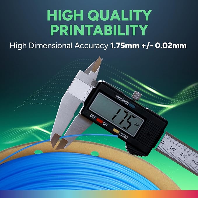 OVERTURE TPU 95A Flexible 3D Printer Filament 1.75mm | High Elasticity & Durability Filament,1kg Spool(2.2lbs),Fit Most FDM Printer(TPU Digital Blue)