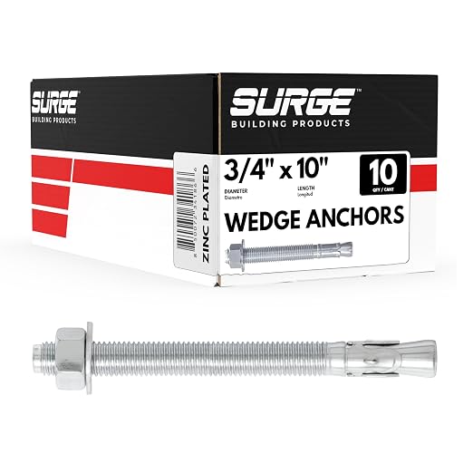 3/4" x 10" Zinc-Plated Wedge Anchors for Concrete and Cement | Heavy-Duty 3/4 Concrete Anchors (Box of 10)