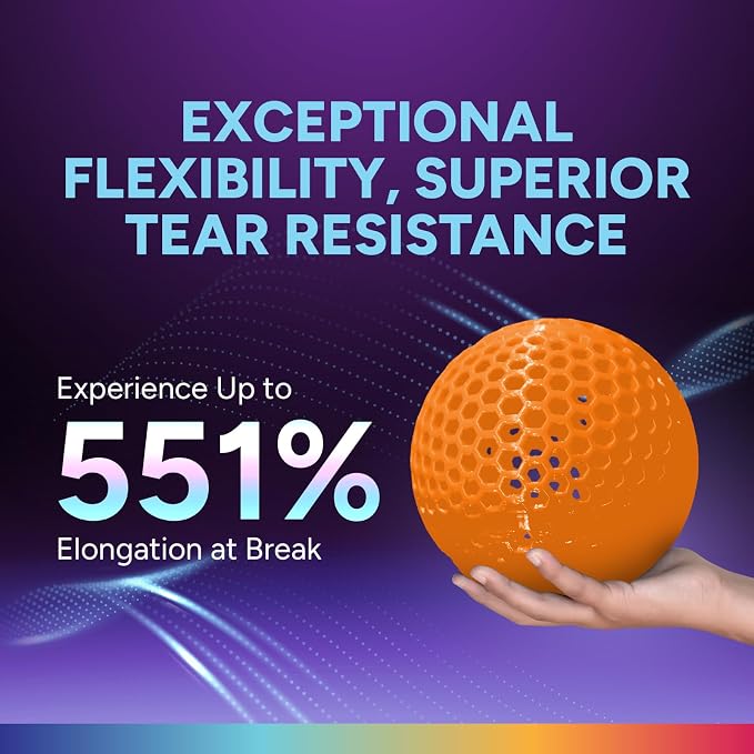 OVERTURE High Speed TPU 95A Flexible 3D Printer Filament 1.75mm | High Elasticity & Durability Filament,1kg Spool(2.2lbs),Fit Most FDM Printer(HS TPU Orange)