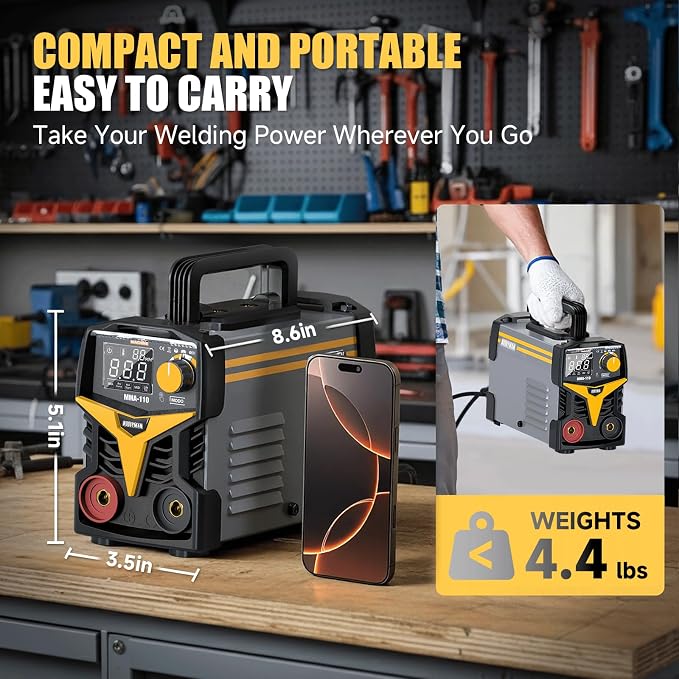 Alloyman 120A 110V Stick Welder for 1/16"-1/8" Rod ARC Welder, LED Display with Digital IGBT Inverter TIG welder machine, Portable Welding Machine with Hot Start, Arc force and Anti-Stick