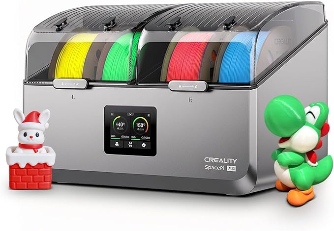 Creality Filament Dryer, Space Pi X4 Filament Storage Box for 4 Spools, Dual Independent Heating Chambers, 85℃ Max Temperature, Compatible with 1.75mm 2.85mm PLA PETG ABS TPU PC PA PAHT