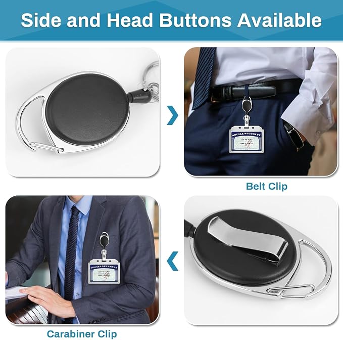 60 Pcs Badge Reels Retractable Bulk ID Badge Holders Retractable Lanyards with Carabiner Reel Clip for Keys, Badge Name Card Holder