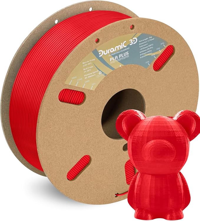 DURAMIC 3D PLA+ Printer Filament 1.75mm PLA Plus Neatly 2Kg Spool(2.2lbs) | PLA Pro Tougher and Stronger, Dimensional Accuracy Probability +/- 0.02mm Red