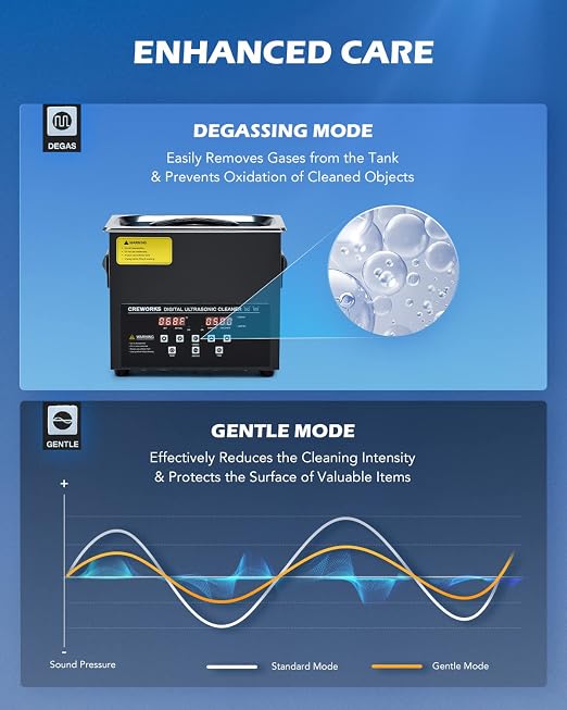 3L Ultrasonic Cleaner with Degas Mode & 34 fl oz Ultrasonic Cleaning Solution 1:10 Dilution