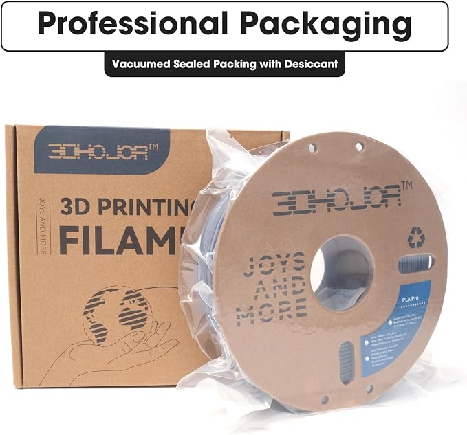 3DHoJor PLA Pro (PLA+) Filament 1.75mm 3D Printing Filament - 1kg*4 Bundle, Cardboard Spool, Dimensional Accuracy +/- 0.03 mm - Black, White, Blue, Red