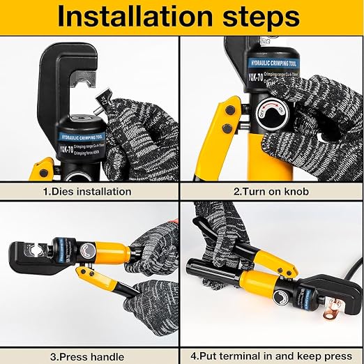 Hydraulic Crimping Tool and Wire Crimping Tool Kit with 10 pcs C-26 Copper C Tap