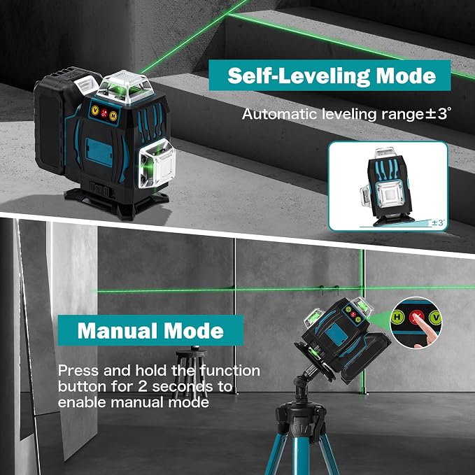 4x360° 16 Lines Laser Level with Remote&APP Control, Rechargeable Green Laser Cross Line Lazer with Tripod, Magnetic Bracket，4D Level Laser Tool for Construction, Picture Hanging, Home Renovation
