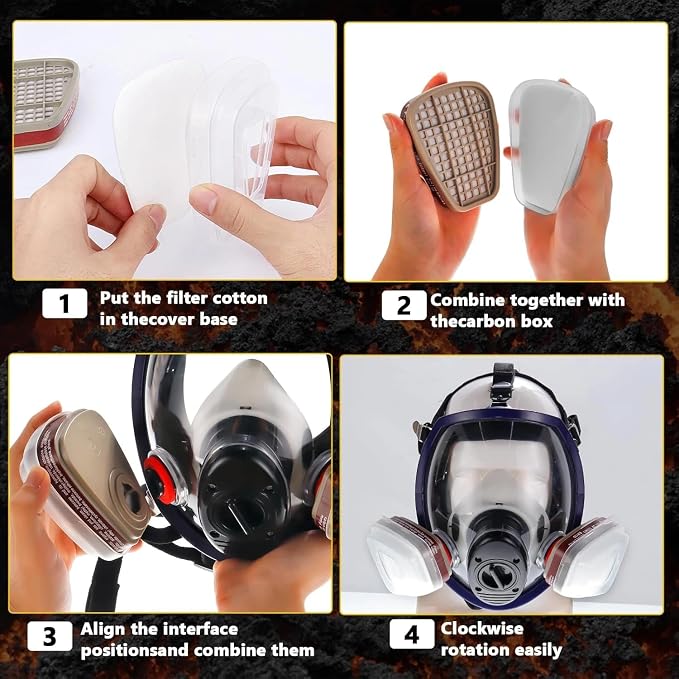Reusable Full Face Cover Set,Full Facepiece for Staining,Car Spraying,Painting,Sanding &Cutting,Grinding,DIY and Other Work Protection