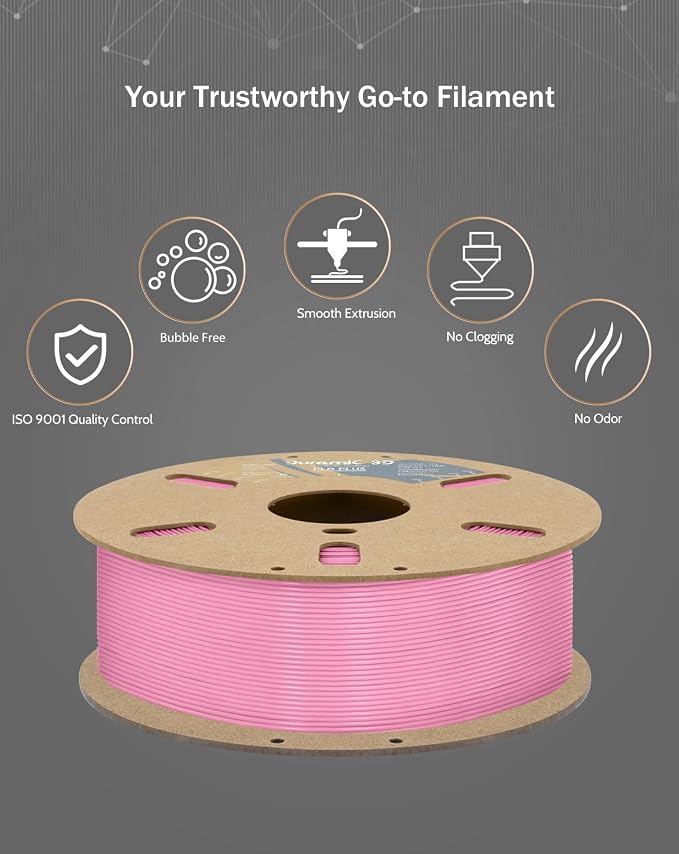 DURAMIC 3D PLA+ Printer Filament 1.75mm PLA Plus Neatly 2Kg Spool(2.2lbs) | PLA Pro Tougher and Stronger, Dimensional Accuracy Probability +/- 0.02mm Pink
