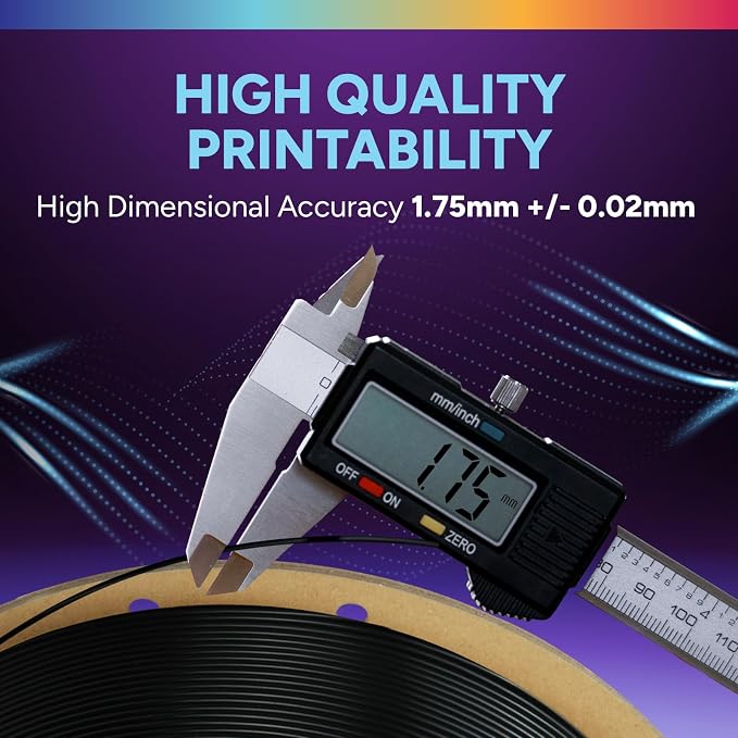 OVERTURE High Speed TPU 95A Flexible 3D Printer Filament 1.75mm | High Elasticity & Durability Filament,1kg Spool(2.2lbs),Fit Most FDM Printer(HS TPU Black)