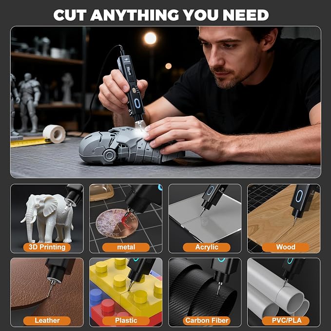 Ultrasonic Knife, Handheld 40kHz Ultrasonic Cutter Knife, High-Precision Sonic Cutting Tool for 3D Printing Post-Processing & Multi-Material Cutting (Plastic, PVC, Leather, Wood & More)