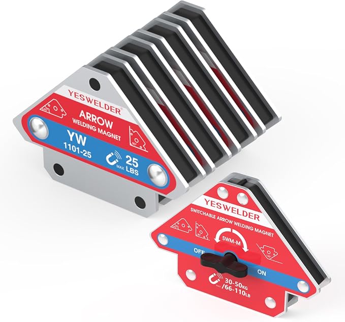 YESWELDER 25 LB Welding Magnet-4 Pieces of Magnetic Welding Holder 25 LBS Holding Power & Switchable Arrow Welding Magnet 66-110LBs On/Off Switch Arrow Magnetic Welding Holder