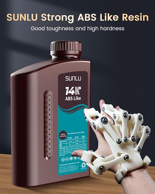 SUNLU 14K ABS-Like 3D Printer Resin 2.0, Superior Precision, for Detail Printing Miniatures, Smooth Matte Surface,405nm UV Curing Photopolymer 3D Resin, 3KG, Grey