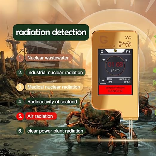 ECO6 Food Tester Nitrate Tester for Fish Fruit Vegetable Meat,TDS Water Tester Radiation Meter Geiger Counter Food Detector for Home Health-Golden