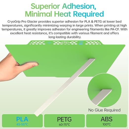 BIQU CryoGrip Pro Glacier Build Plate for Bambu-Lab X2D P2S P1S P1P X1C X1E A1 3D Printers, Firm Adhesion, Double-Sided Spring Steel Sheet, 257x257mm, Green