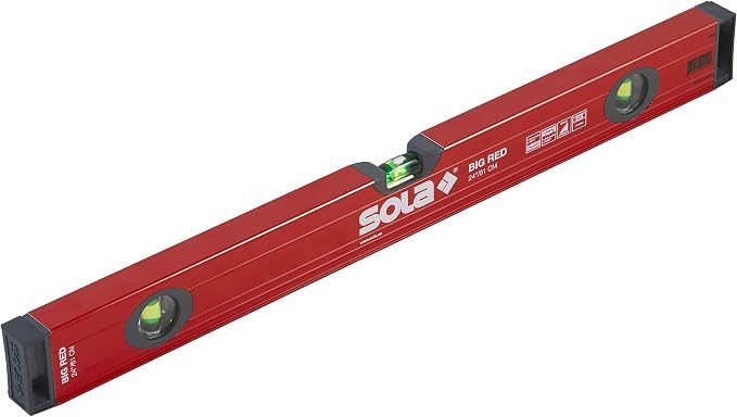 SOLA LSB24 Big Red Aluminum Box Beam Level with 3 60% Magnified Vials, 24-Inch