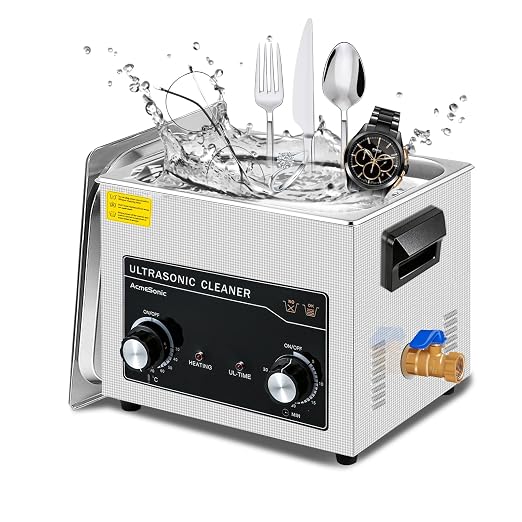 Commercial Ultrasonic Cleaner,15L with Knob, Heater Timer 6 Transducers 450W+360W 40kHz for Carburetor Bike Chain Brass Instrument Jewelry Denture Professional