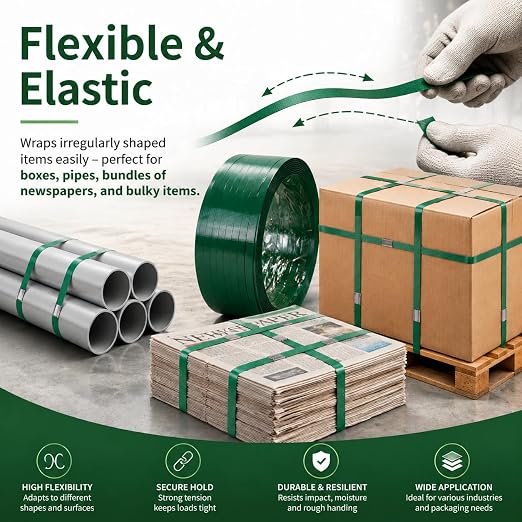 Pallet Packaging Banding Strapping Kit with 1000ft 5/8'' Polyester (PET) Strapping and 100Pc Metal Seals