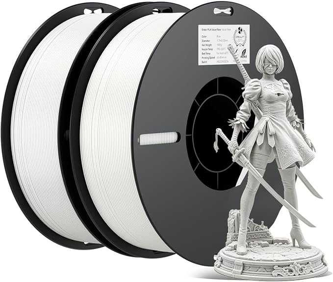 Creality 3D Printer Filament, PLA Filament 1.75mm Bundle, Ender PLA Filament No-Tangling Storage Box for 1.75/2.85mm PLA PETG ABS (White & White)