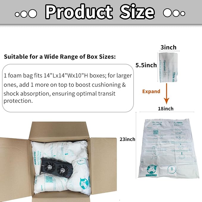 8 Pcs 18”x23” large Size Expanding Packing Foam, Protective Packaging for PC, Electronics, Glassware, Pottery, Ceramics. Protects Fragile & Irregular Valuables Items