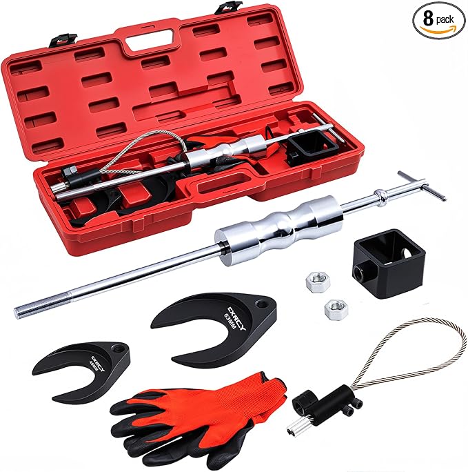 CXRCY Inner CV Axle Puller with 63mm 48mm CV Joint Fork and Outer CV Joint Adapter Steel Cable Adapter，CV axle Removal Tool with 5/8"-18 Slide Hammer